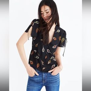 NWT Madewell Silk Belle Top in Peacock Feathers